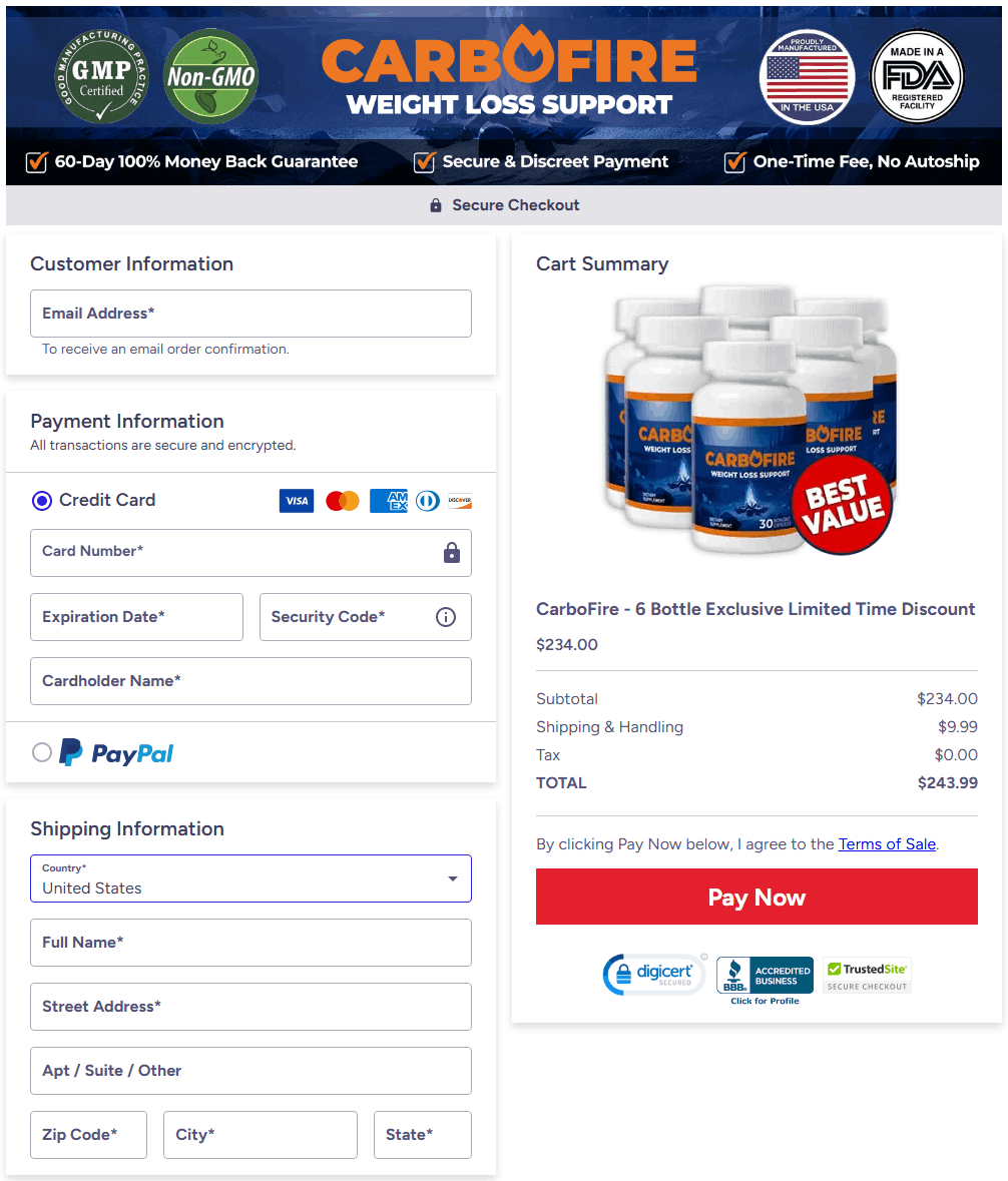 carbofire checkout page